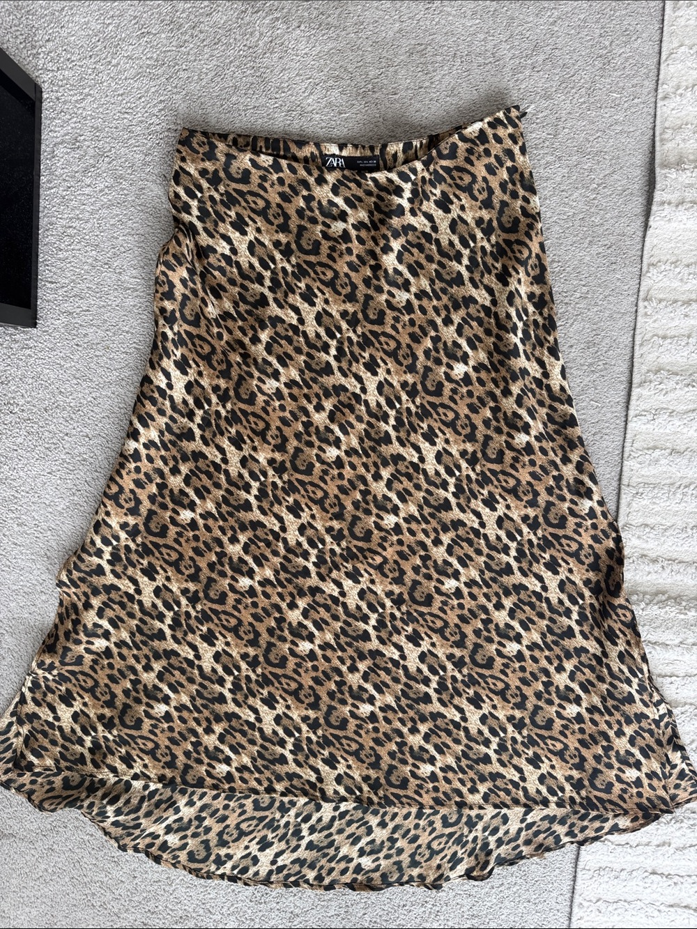 Zara Leopard-Print High-Low Skirt in Brown and Black